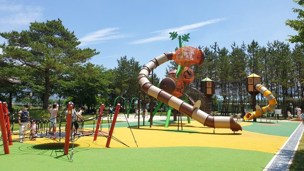구례군이 구례읍 서시천체육공원 내 ‘자연아이 꿈 놀이터’를 개장했다.                                                                        /구례군 제공